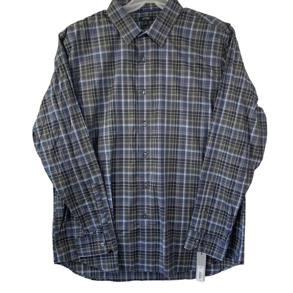APT 9 Shirt Men XL Button Up Plaid Cotton Casual Corpcore Workwear Office New - Picture 1 of 11